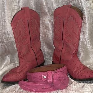 Pitiado Hot Pink Boots & Belt Set
